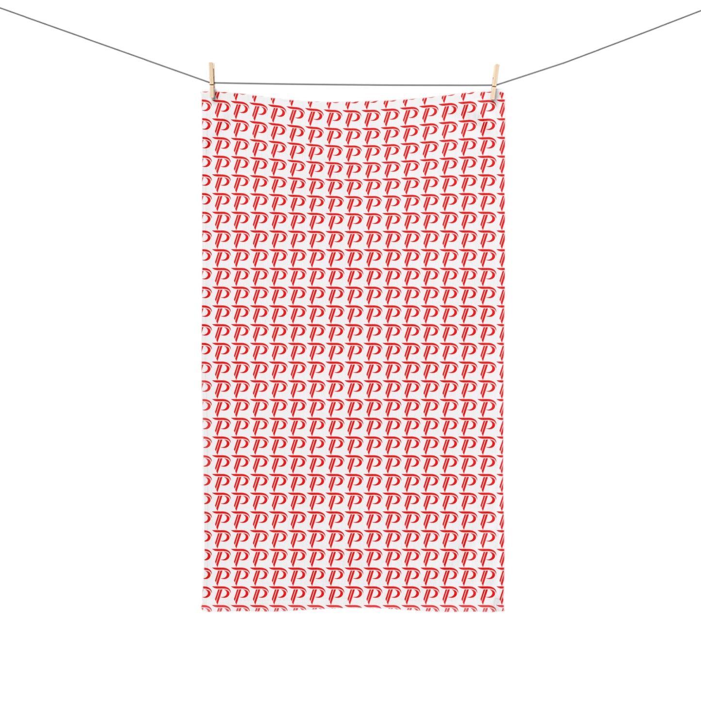 P print Hand Towel - White/Red