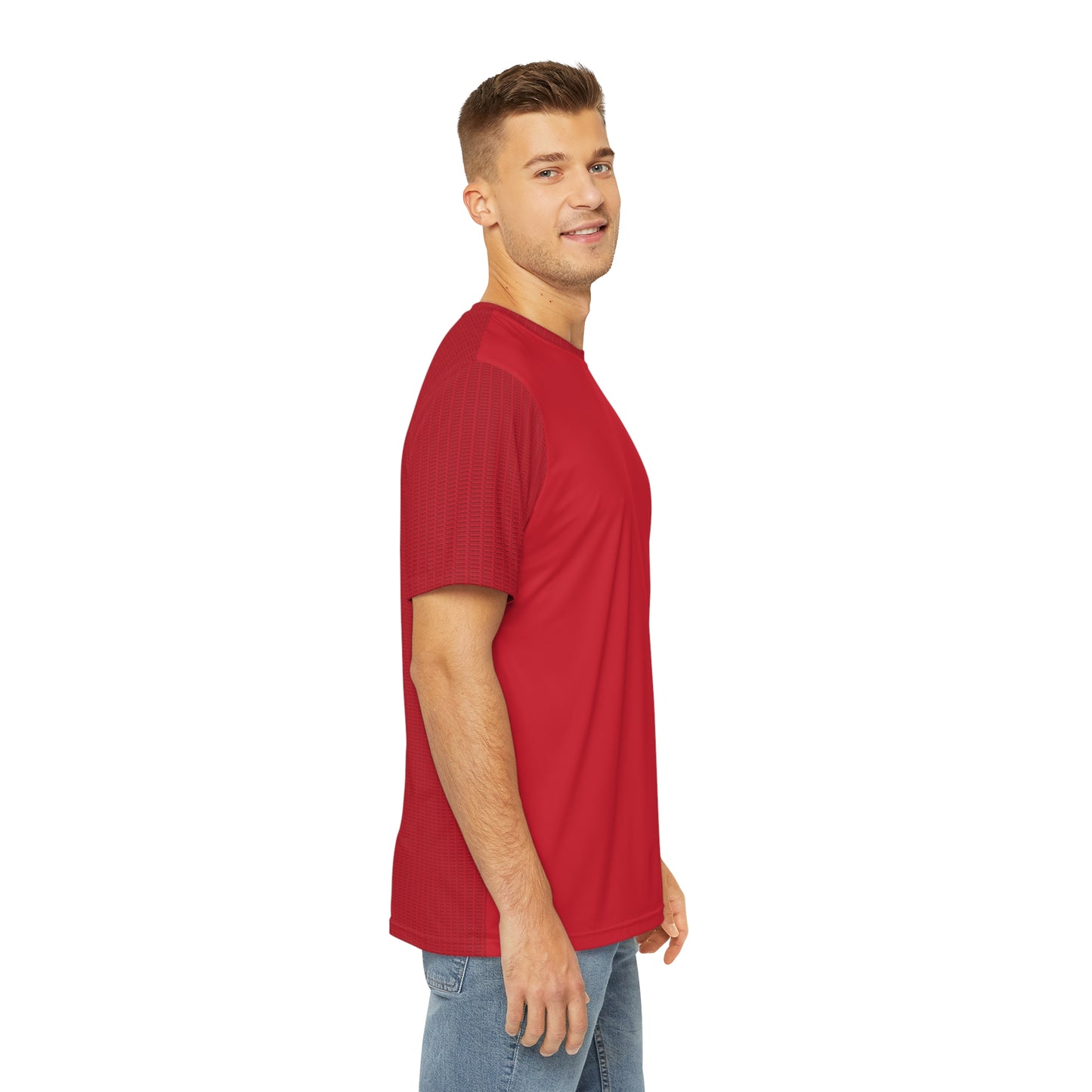 Men's Polyester Tee - P print Red/Black