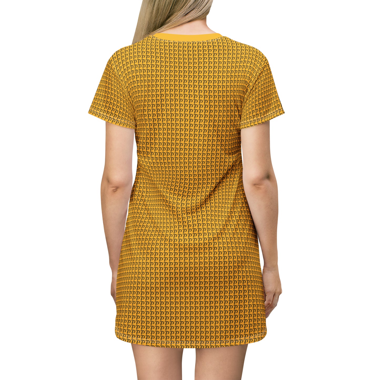 T-Shirt Dress P print - Mustard/Black