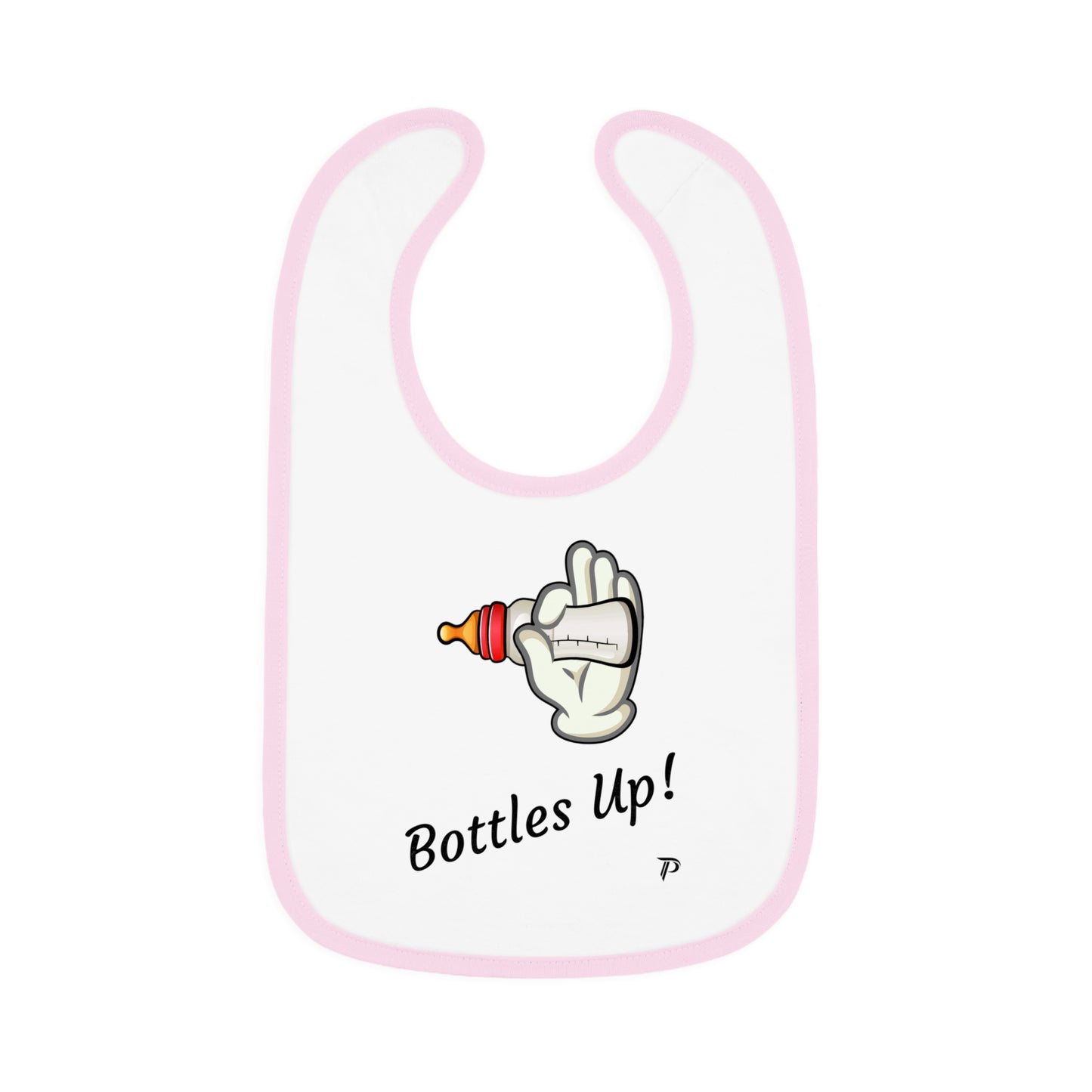 Baby Contrast Trim Jersey Bib - Bottles Up