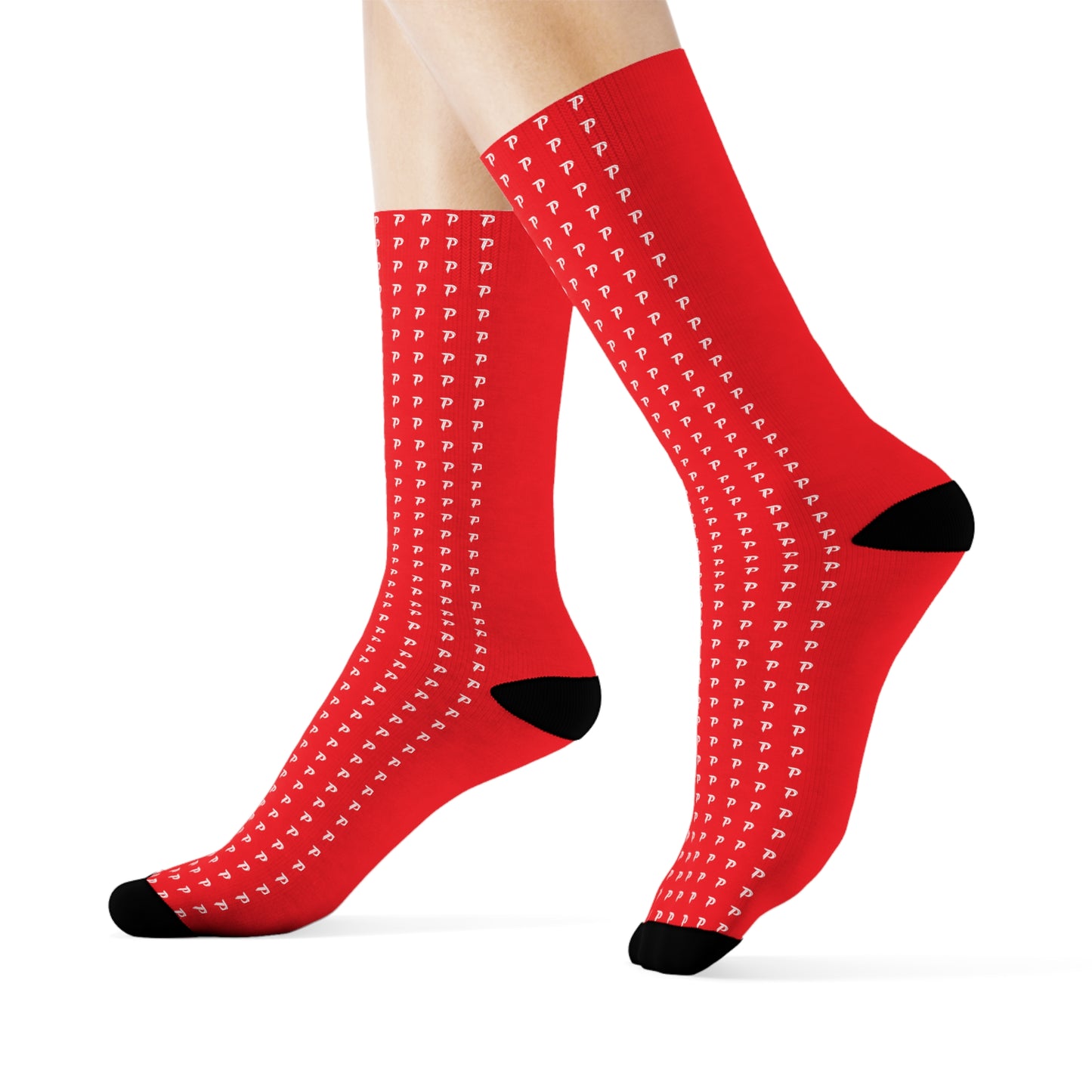 P print Crew Socks Red/White