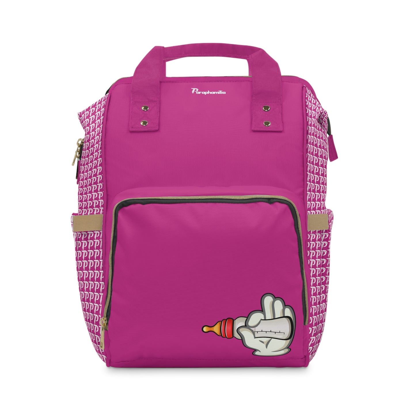 Multifunctional Diaper Backpack - Bottles Up Pink