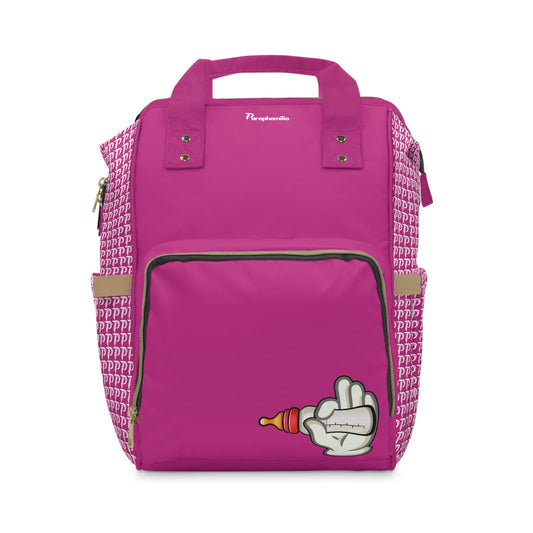 Multifunctional Diaper Backpack - Bottles Up Pink