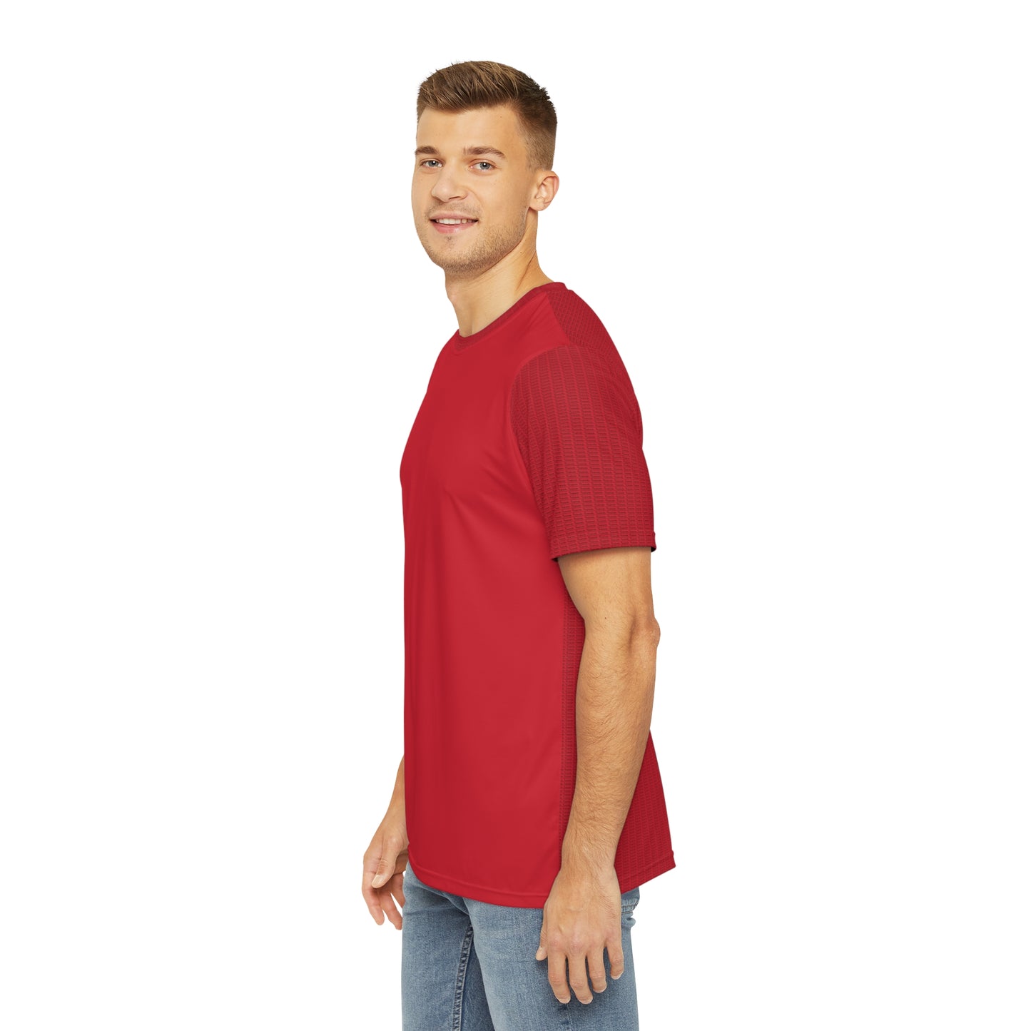 Men's Polyester Tee - P print Red/Black