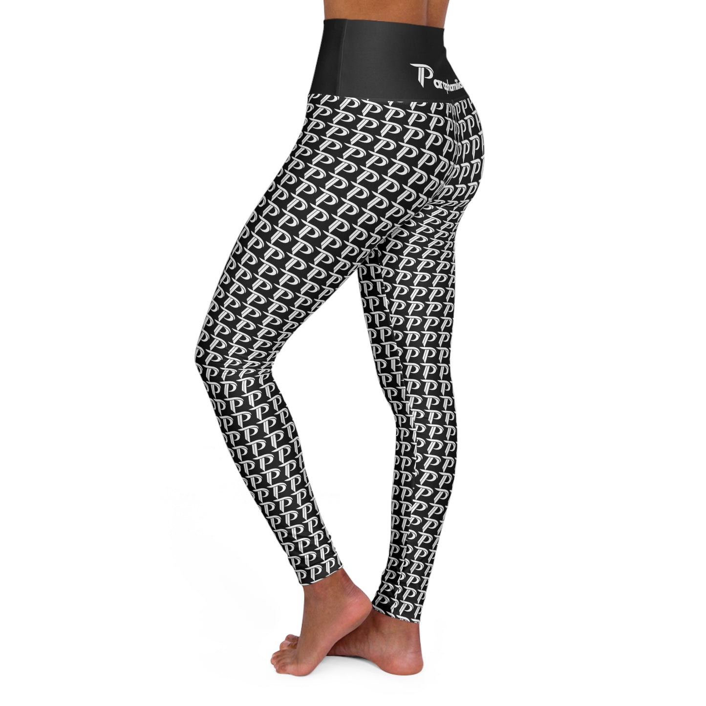 P print High Waisted Yoga Leggings  Black/White