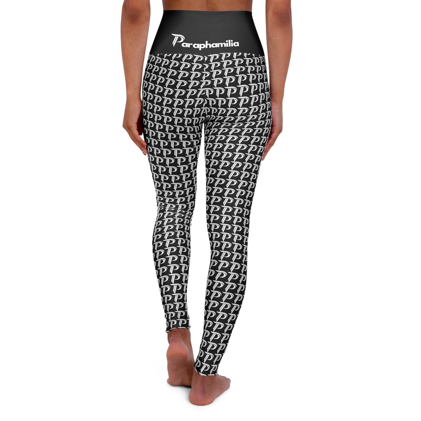 P print High Waisted Yoga Leggings  Black/White